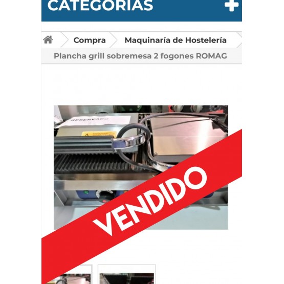 Plancha grill sobremesa 2 fogones ROMAG